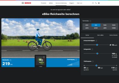 Reichweitenrechner von Bosch